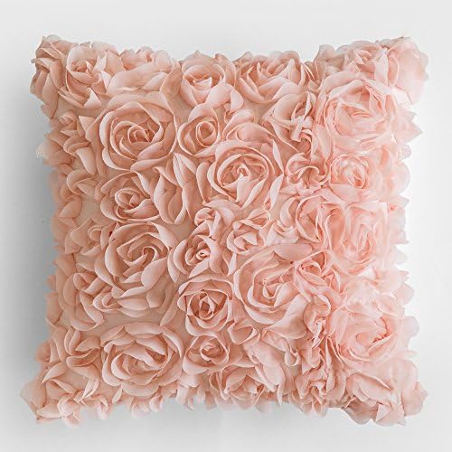MIULEE Decorative Rose Flower Pillow Cover Pack of 1 Peach Pink 18x18 Inch by MIULEE