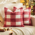 AQOTHES Red White Plaid Christmas Throw Pillow Covers 20x20 Inch Set of 2 by AQOTHES