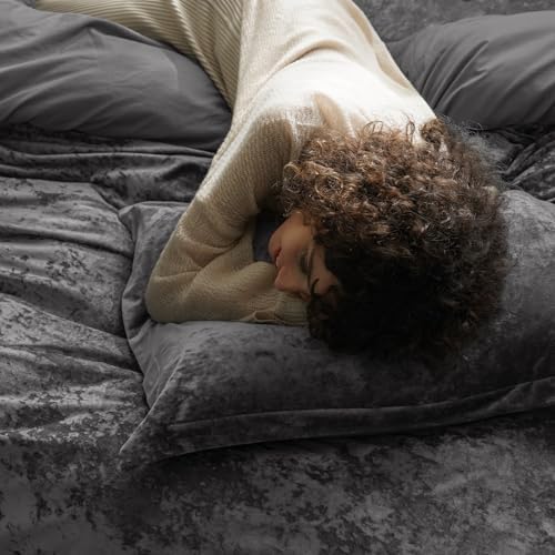 PHF Truly Velvet Pillowcases Standard Size 20" x 26", Dark Grey, No Insert - Image 3