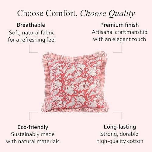 CPC Pink Coral Ruffle Throw Pillow Covers - Image 6