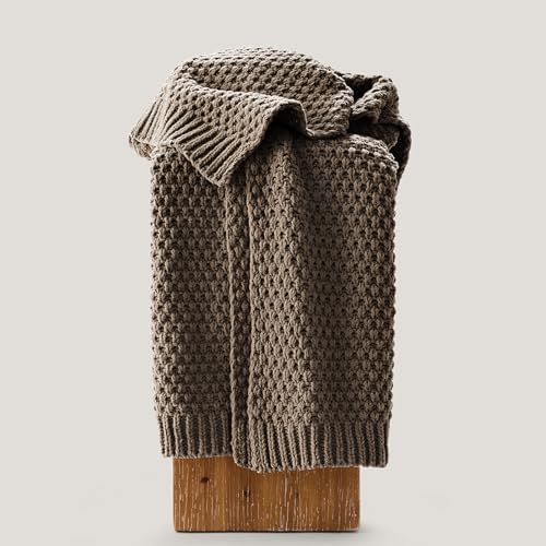 EVERGRACEHOME Chunky Chenille Knit Throw Blanket, 60 x 80, Mocha Brown - Image 5