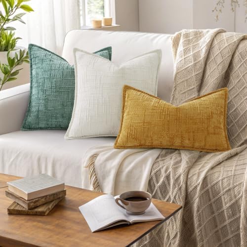 decorUhome Chenille Decorative Throw Pillow Covers 24x24 Set of 2 - Image 5