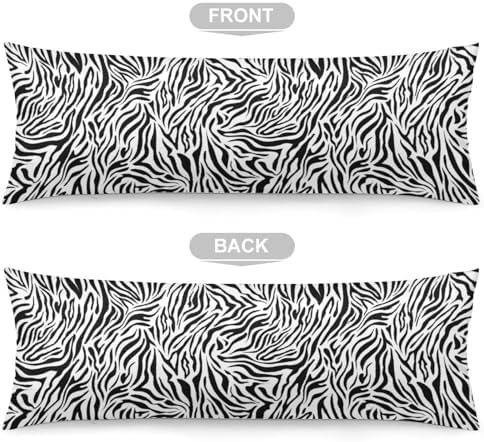 Zebras Body Pillow Pillowcase Black and White Zebra Long Body Pillow Cover - Image 2