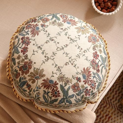 patdrea French Vintage Linen Throw Pillow Cover, Diameter 16"-Audrey B - Image 2