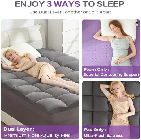 SINWEEK Dual Layer 5 Inch Memory Foam Mattress Topper Twin XL Size - Image 5