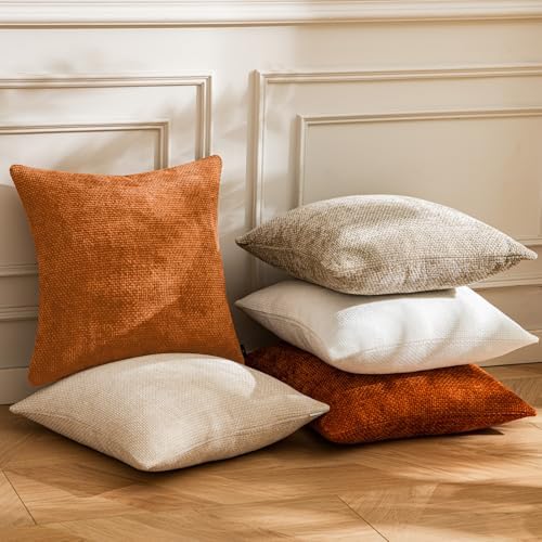 a moment Fall Orange Chenille Throw Pillow Covers 12x20 Inch Pack of 2 Modern - Image 6