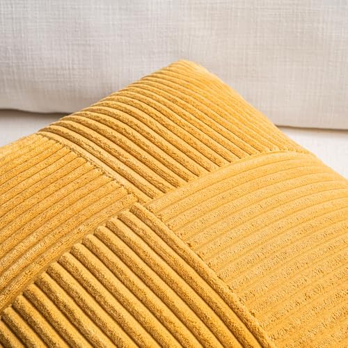 Fancy Homi 2 Packs Gold Yellow Spring Decorative Throw Pillow Covers 16x16 Inch - Image 3