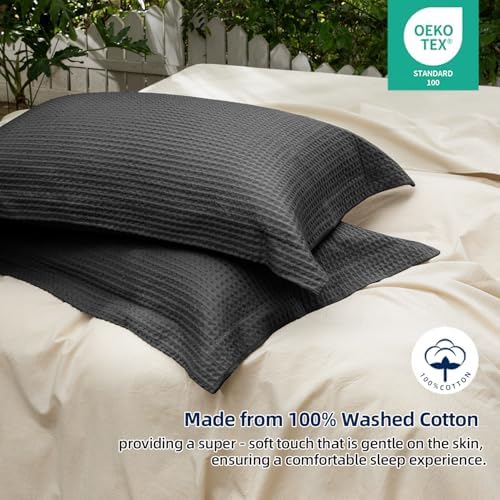 CHUFFED 100% Cotton Waffle Weave Pillowcases 2 Pack Queen Size, 20x30 Inches - Image 3