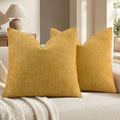 decorUhome Chenille Throw Pillow Covers 18x18 Set of 2, Mustard Yellow by decorUhome