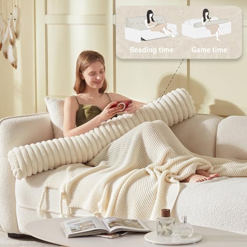 Headboard Pillow + A Long Neck Roll Pillow Body Pillow，Faux Fur Headboard Wedge - Image 5