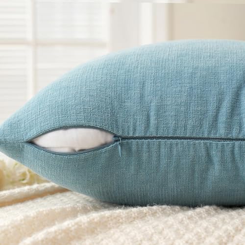 MIULEE Smoke Blue Chenille Couch Throw Pillow Covers - Image 5