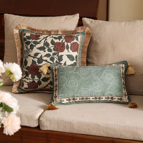 patdrea Designer Throw Pillow Covers Set of 2, French Elegant Green Linen - Image 4