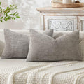 MIULEE Decorative Lumbar Throw Pillow Covers 12x20 Inch Light Gray 2 Pack by MIULEE