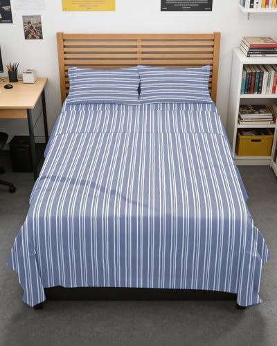 Full XL Sheets - 4 Piece Full XL Sheet Set - Soft & Cooling - Blue Stripes by CGKUnlimited