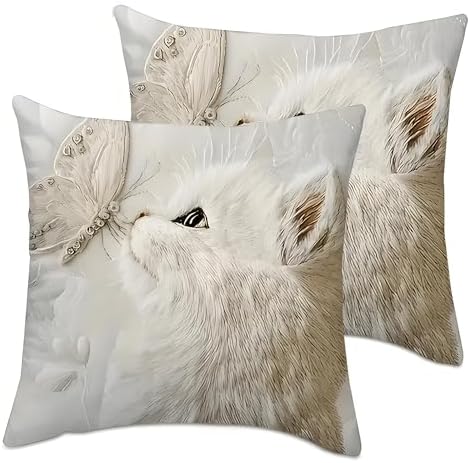 2D Flat Print Decorative Throw Pillow Covers, Square Cushion Cases, 2 by Unknown