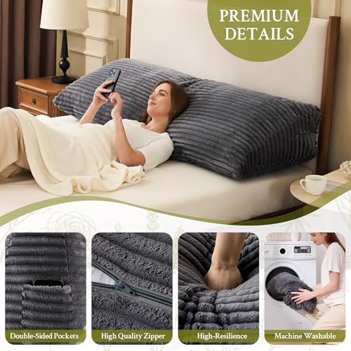 Headboard Pillow King, Headboard Wedge Pillow, Dark Grey - Image 4