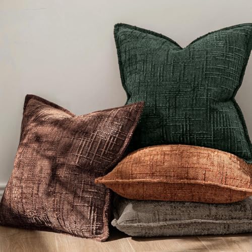 MIULEE Slubby Textured Decorative Throw Pillow Covers Dark Green 18x18 - Image 3