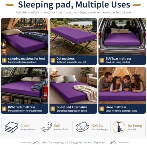 CYMULA Memory Foam Camping Mattress Pad, Sleeping Pad - Image 6