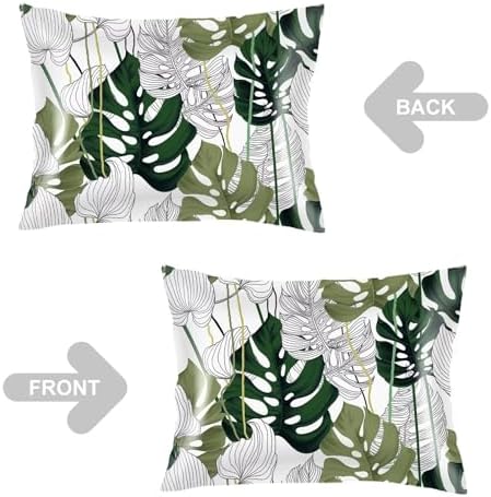 Satin Pillowcase for Hair and Skin, Palm Leaf Throw Pillow Cover 20"x26" Silk - Image 3