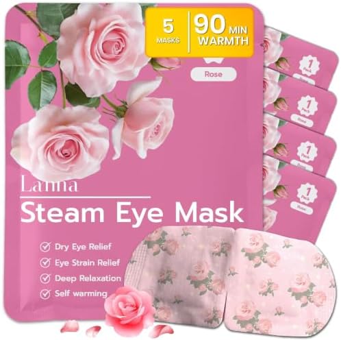 LANNA Heated Steam Eye Mask, Disposable 120 Minutes, Rose Scent by steameyemask