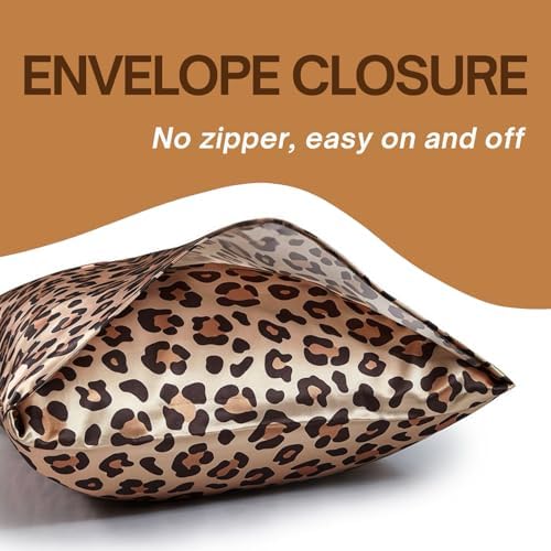 Glod Leopard Printed Pillow Cases, Queen Cheetah Satin Pillowcase - Image 4