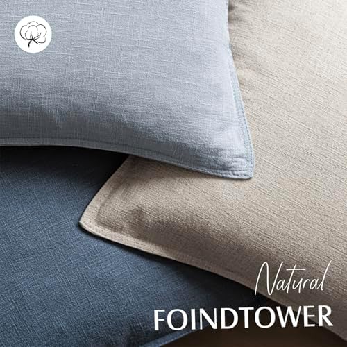 Foindtower Linen Solid Decorative Throw Pillow Covers 20x20 Inch Sky Blue - Image 4
