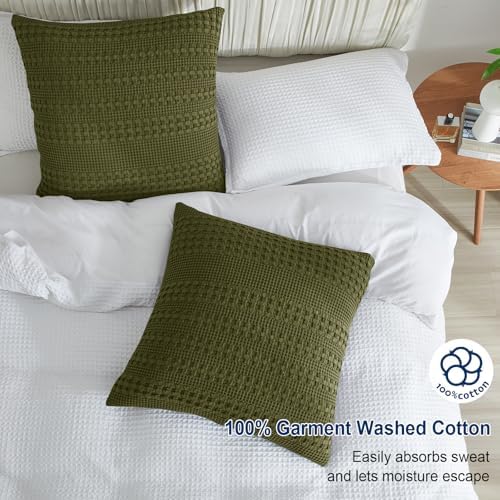 PHF 100% Cotton Waffle Weave Euro Sham Covers, 2 Pack 26" x 26" Bed Pillow - Image 3