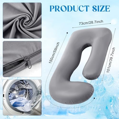 Hahafelt Cooling Pregnancy Pillow Cover 59 Inch Large J Shaped Full Body - Image 2