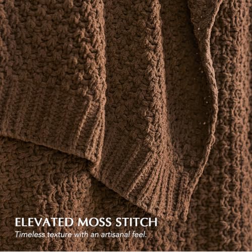 EVERGRACEHOME Chunky Chenille Knit Throw Blanket, 60 x 80, Burnt Orange - Image 2