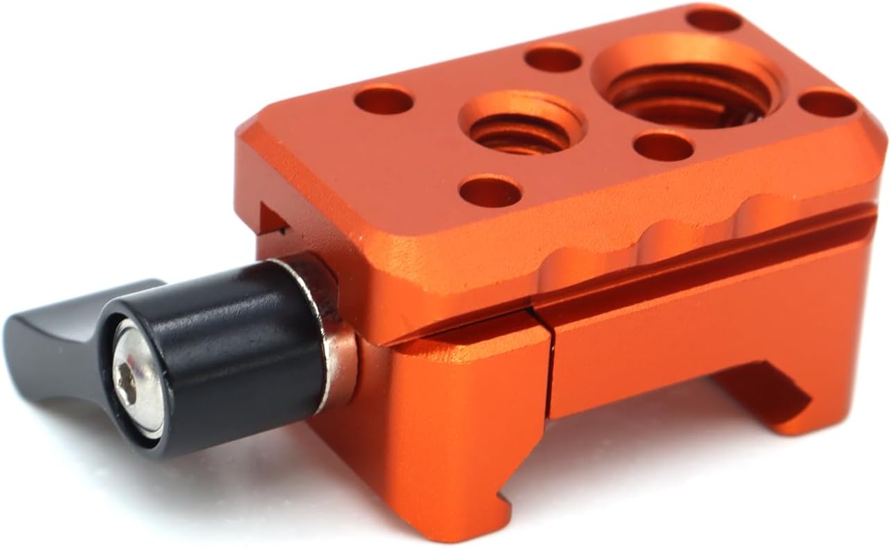 NATO Clamp Adapter,NATO Rail Lock Clamp Mount Quick Release with 1/4" 3/8" ARRI Thread for Camera Cage Handle Monitor LED Light Microphone Cold Shoe Magic Arm (Orange)