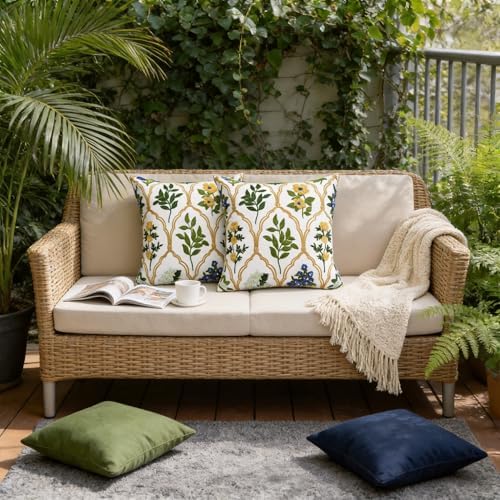 Alysheer Floral Embroidered Throw Pillow Cover 18"x18" - Image 3