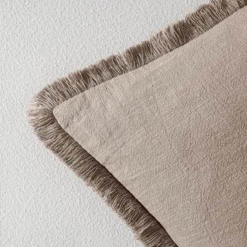 MIULEE Linen Fringe Decorative Fall Lumbar Throw Pillow Covers Dune 12x20 - Image 3