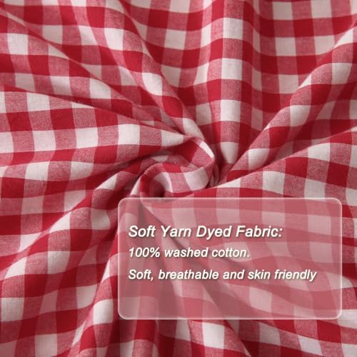 Silnuo Red/White Gingham Ruffle Pillow Covers Queen Size Set of 2 - Image 5