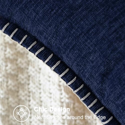 CaliTime Decorative Couch Throw Pillow Covers 22 X 22 Inches Navy Blue - Image 3