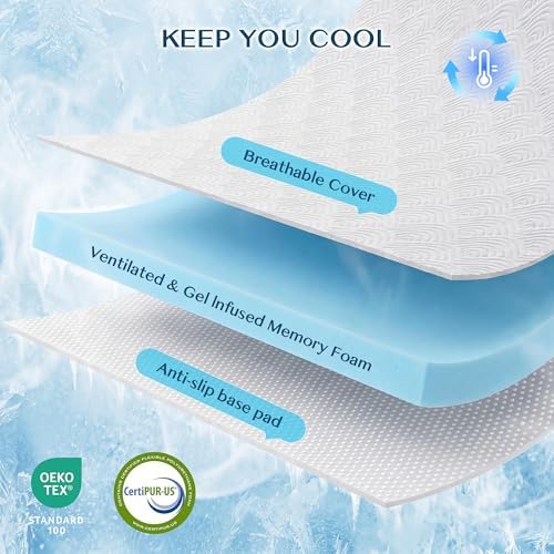MASVIS 3 Inch Memory Foam Mattress Topper California King Size, Ventilated Gel - Image 7