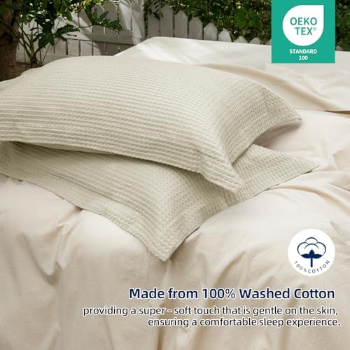CHUFFED 100% Cotton Waffle Weave Pillowcases 2 Pack Standard, 20x26 Inches - Image 3