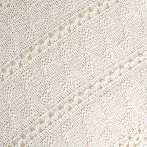 Fancy Homi Set of 2 Boho Cream Lumbar Decorative Throw Pillow Cover 12x20 Inch - Image 4