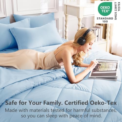 CozyLux Twin XL Comforter Set 68"x88" Baby Blue - Image 3