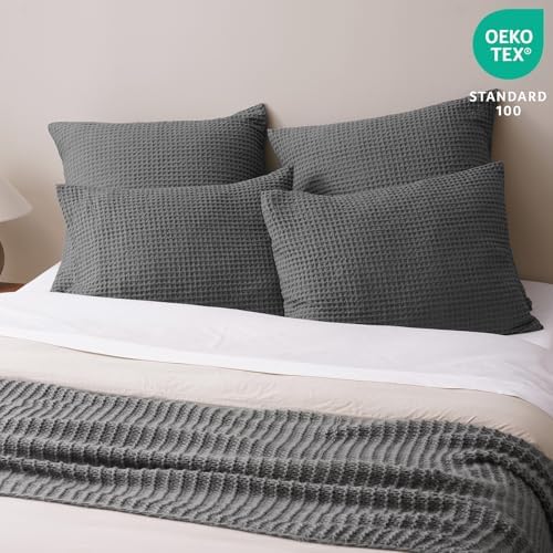 PHF Ultra Soft Waffle Pillow Shams Standard Size 20"x26", No Insert - Image 2