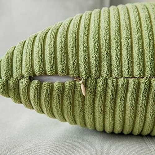 MIULEE Decorative Corduroy Throw Pillow Covers Set of 2 18x18 Grass Green - Image 4