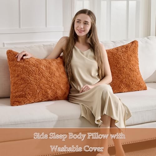 20x54 Fluffy Full Body Pillow Cover, Plush Fuzzy Faux Fur Body Pillowcase - Image 3