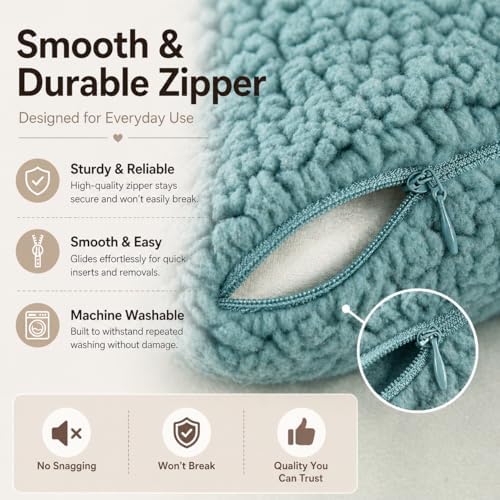REAFORT Sherpa Euro Sham Cover 26"x26", Zipper Closure - Image 5