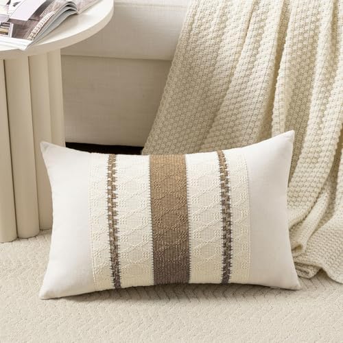 Fancy Homi Set of 2 Boho Light Brown Long Lumbar Decorative Throw Pillow Cover - Image 2