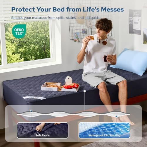 BEDLORE Waterproof Twin XL Mattress Protector, Deep Pocket, College Dorm - Image 3