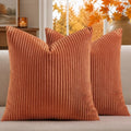 Mecatny Corduroy Fall Decorative Throw Pillow Covers 20x20 Set of 2 Rust by Mecatny