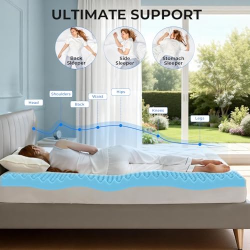 OhGeni3 Inch Cooling Queen Size Gel Memory Foam Mattress Topper Pad, Soft Bed - Image 6