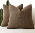 Foindtower Decorative Textured Boucle Throw Pillow Covers 20x20 Chocolate by Foindtower