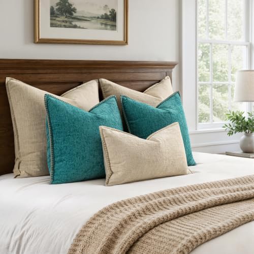 MIULEE Decorative Couch Throw Pillow Covers 16x16 Inch Teal 2 Pack - Image 6