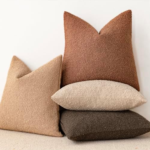 Foindtower Decorative Textured Boucle Throw Pillow Cover 26x26 Burnt Orange - Image 6