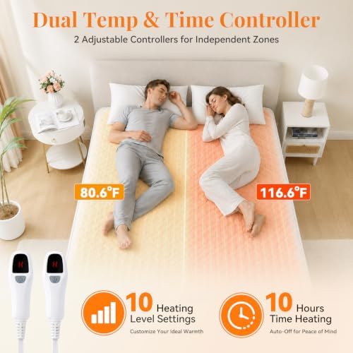 Heated Mattress Pad King Size, Coral Fleece Electric Mattress Pad Cover - Image 2